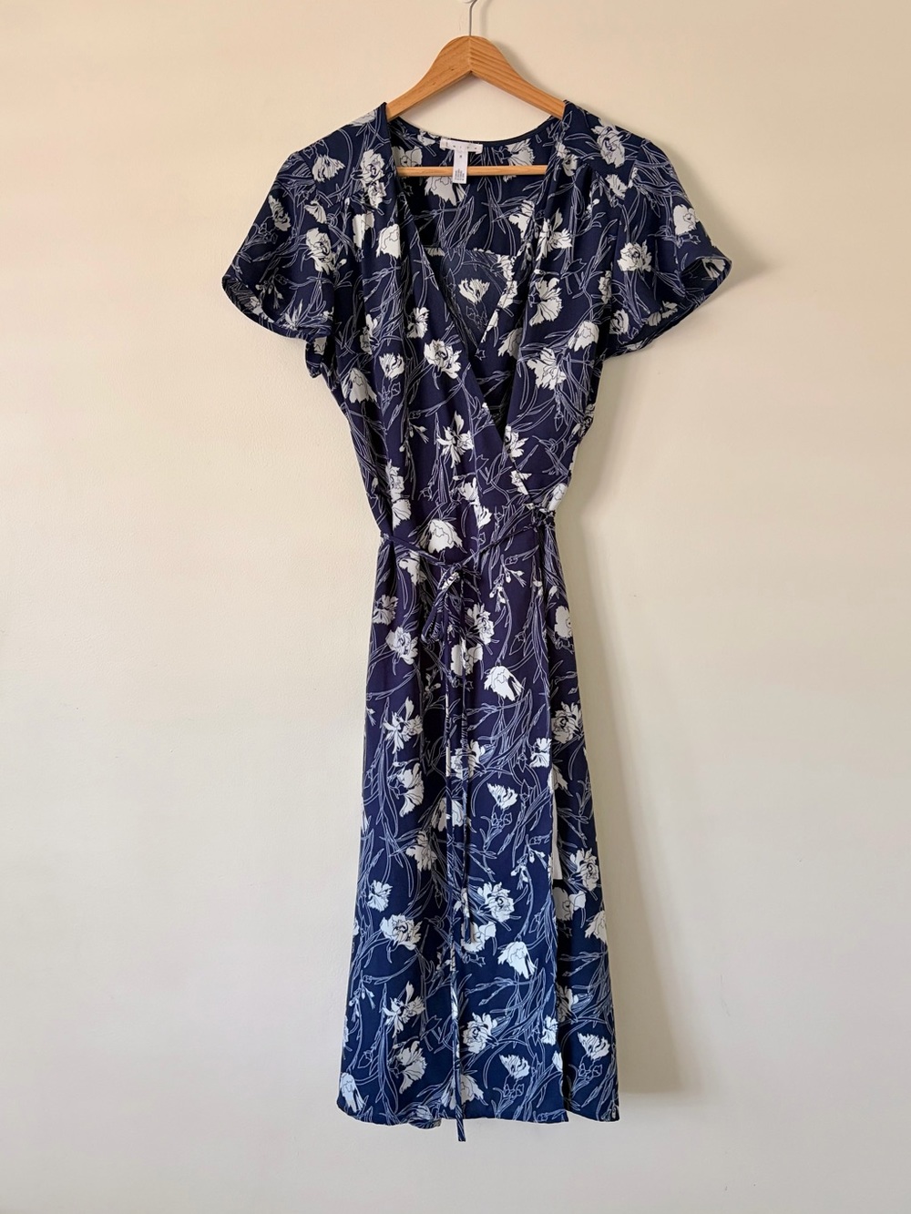 Leith Navy Floral Wrap Dress with Tie Waist